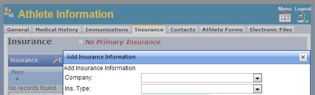 Then click Add a New Insurance Company (B) to add your company to the list. Then go back and click +Add. Your insurance company should now be in the dropdown box. A 11.