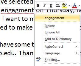 Figure 2-19 Correcting Spelling Errors Figure 2-20 Correcting Grammar Errors Notice the disclaimer for these indicators: Word only alerts you of errors that it can