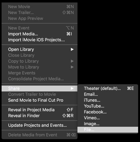 Saving and Exporting From the File menu select Share