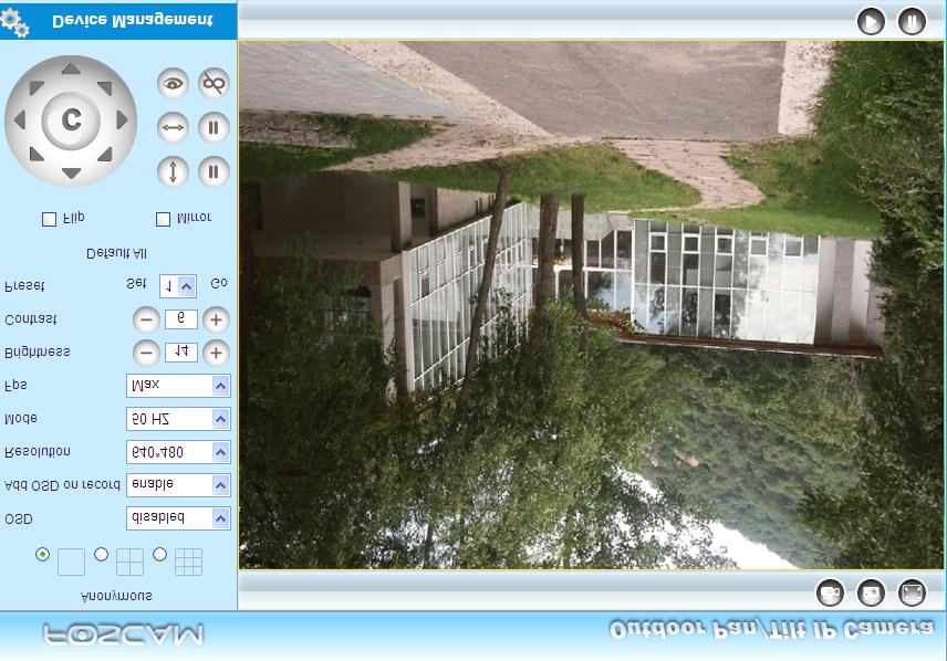 Onscreen Mouse Control Double click right mouse on the surveillance window, then left click on the screen to indicate the camera move direction you prefer, press the left mouse and the camera Len