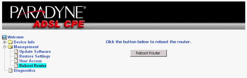 Enter the password for user name "user" twice and click on. 5.4 Reboot CPE Figure 5.