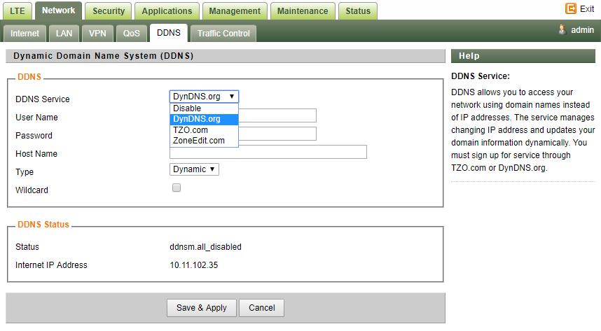 DDNS Setting Under Router Mode This configuration menu allows user to configure use of different DDNS