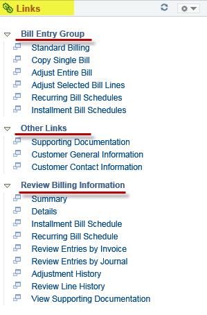 Links Links Bill Entry Group Allows user to add new values based on security.