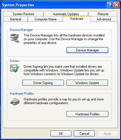 f. At System Properties Table, choose Hardware and click on Device Manager.
