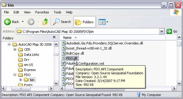 Find and Install new FDO Providers into AutoCAD Map 3D 2008 Verify FDO version Applications using FDO technology may use different builds of FDO.