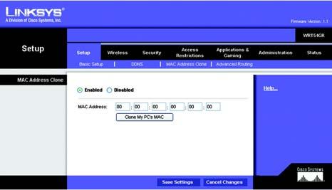 Or select a client from the Wireless Client List, Figure E-5. For MAC address cloning, enter the 12-digit MAC address in the MAC Address fields provided, two digits per field.
