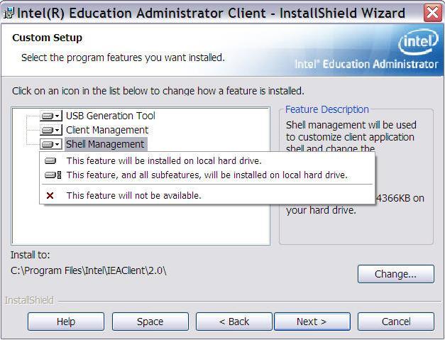 Uninstall Go to Start -> Control Panel-> Add or Remove Programs, find the Intel(R) Education Administrator Client to uninstall.