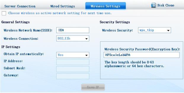 3 Wireless Settings You can customize the wireless IP for client connect to server To configure wired settings: In General Settings, enter wireless network SSID and Wireless Connection type In IP