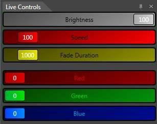 Live Controls Set Brightness, Speed, Fade Duration values by
