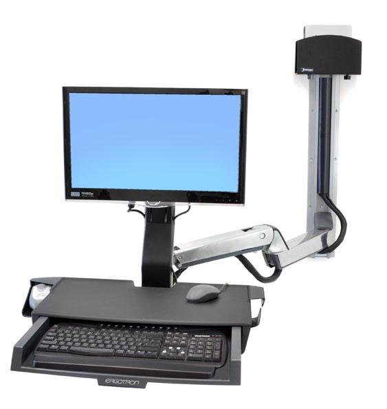 StyleView Sit-Stand Combo System with Worksurface and Extender Arm folds to 8 (20,3 cm) Wall Mounts ➀ ➆ ➂ ➃ ➁ ➅ ➇ ➄ StyleView HD Combo System Part # (color) Includes Typical LCD Size Universal CPU
