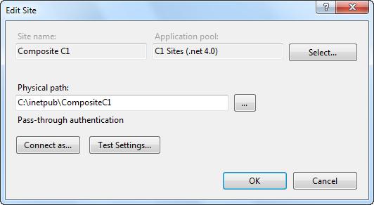 Edits your website Basic Settings. 2. In the Application Pool field, select the application pool with the.net Framework version required by C1 CMS (see System Requirements ).