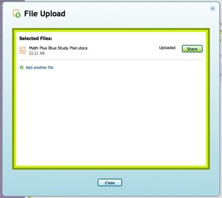 FILES Uploading files Uploading files from your hard drive to share with students or teachers is quick and convenient The Upload button will always be available above the file list, no matter where