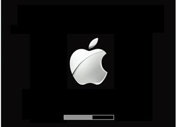 9. The ipod screen will display the Apple and, in a moment, a progress bar will begin. 10.