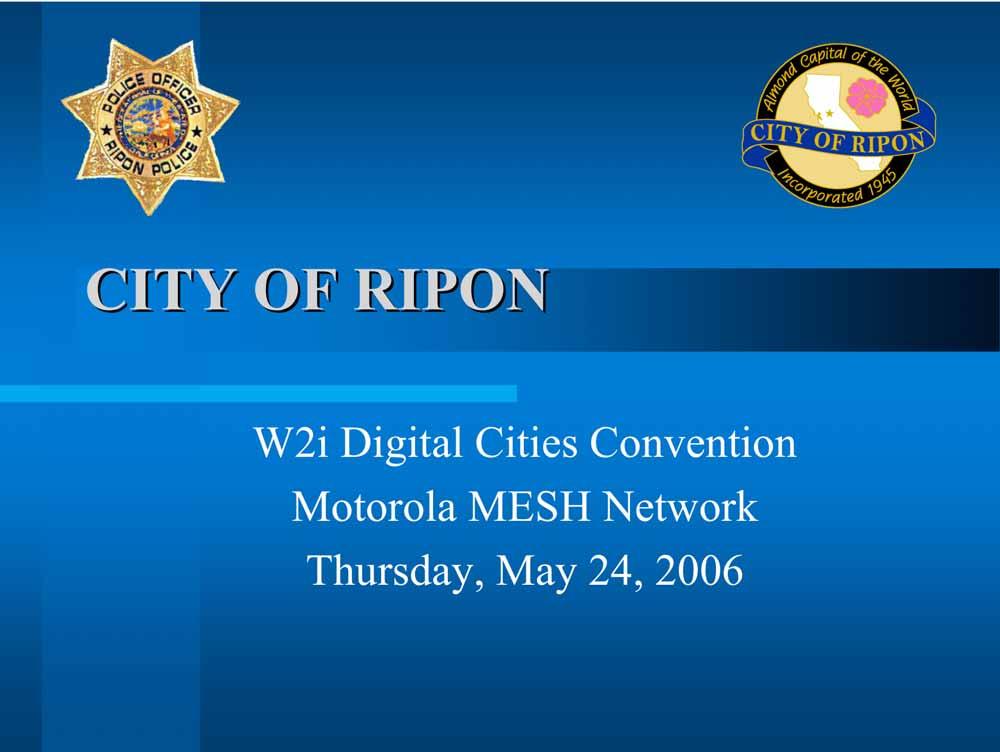 CITY OF RIPON W2i Digital Cities Convention