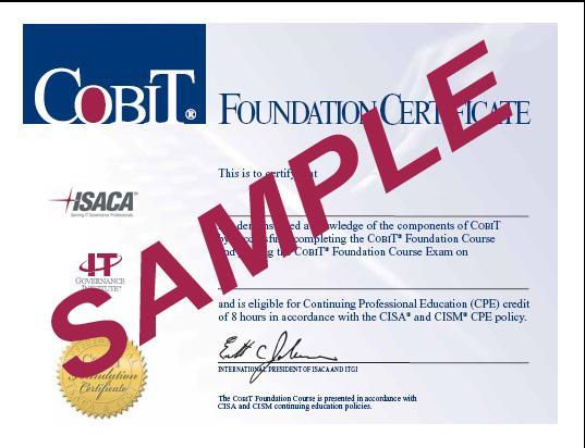 COB1030: COBIT Foundation Exam (online) The COBIT Foundation Exam is a knowledge test, which can be taken online through the Internet.