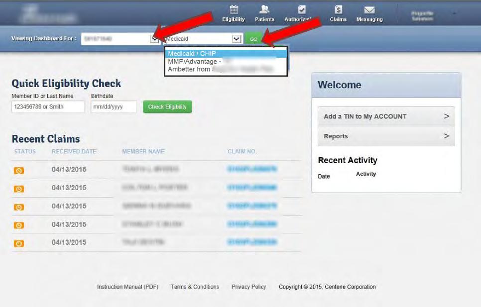 The Dashboard The Dashboard will appear after a user logs in. 1. Pick the Tax ID 2. Choose the appropriate Product 3.