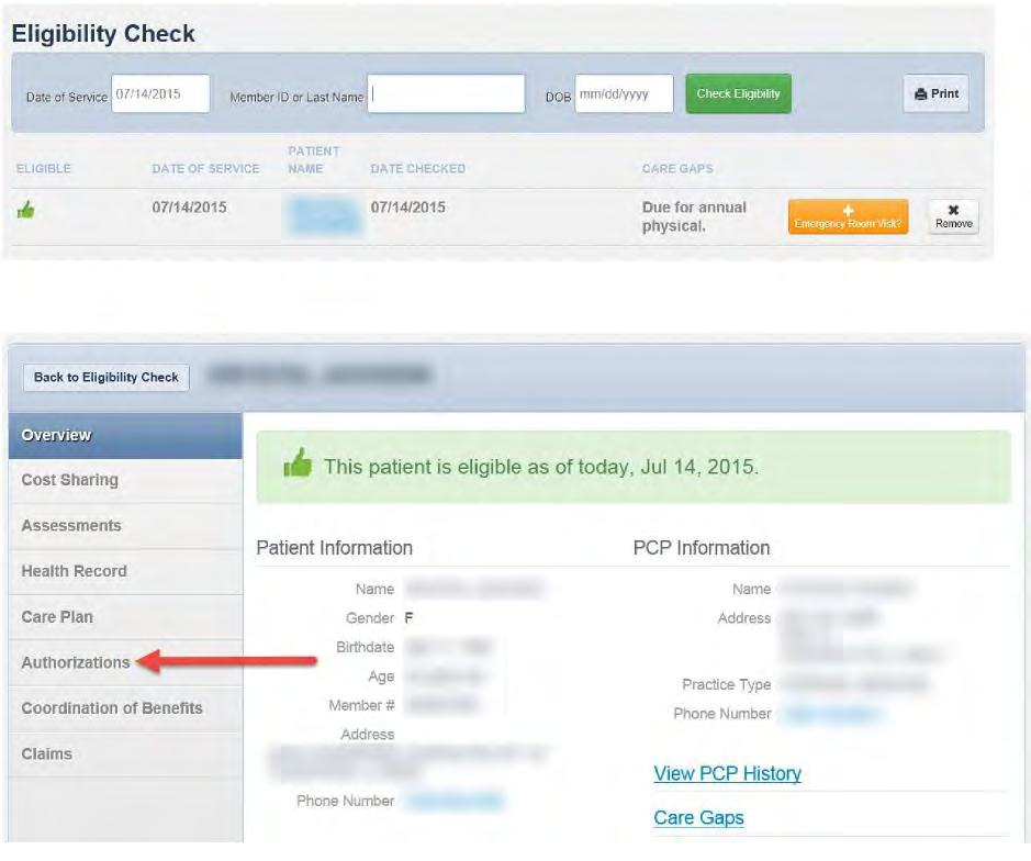 Create an Authorization: To create an authorization for a patient 1.