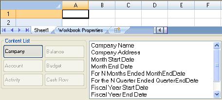 The options that appear in the properties area depend on what you select in the worksheet (see examples below ). 3.