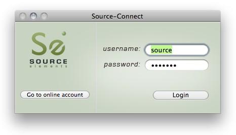 5. Using Source-Connect 5.1: Logging in To login, enter your username and password and press the Log in button.