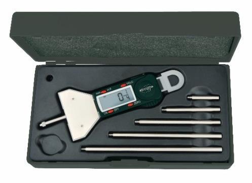 ELECTRONIC DEPTH CALIPERS, WITH 2 HOOKS Direct metric/inch conversion. Resolution 0,01 mm /.0005 in. Large LC display.