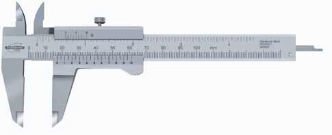 Vernier calipers, metric/ inch Finely graduated for precise measurement. Stainless steel. Satin-chrome scale and vernier backgrounds. Supplied in a suited case with inspection report. 15.5 227 40 3.