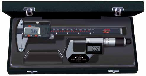 Tool set with numerical indication, metric 00534100 Order number Description 00534100 Tool set including: 1 Electronic micrometer, 0 25 mm measuring range, resolution to