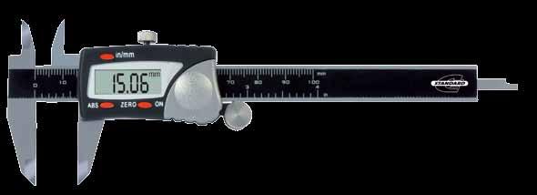 Electronic calipers, ceramic capa Patented ceramic capacitive sensor. Stainless steel beam and slider. Large LC display. With thumb roller. Direct metric/inch conversion.