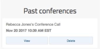 Call History Complete conference details from previous calls can be accessed at any time from your