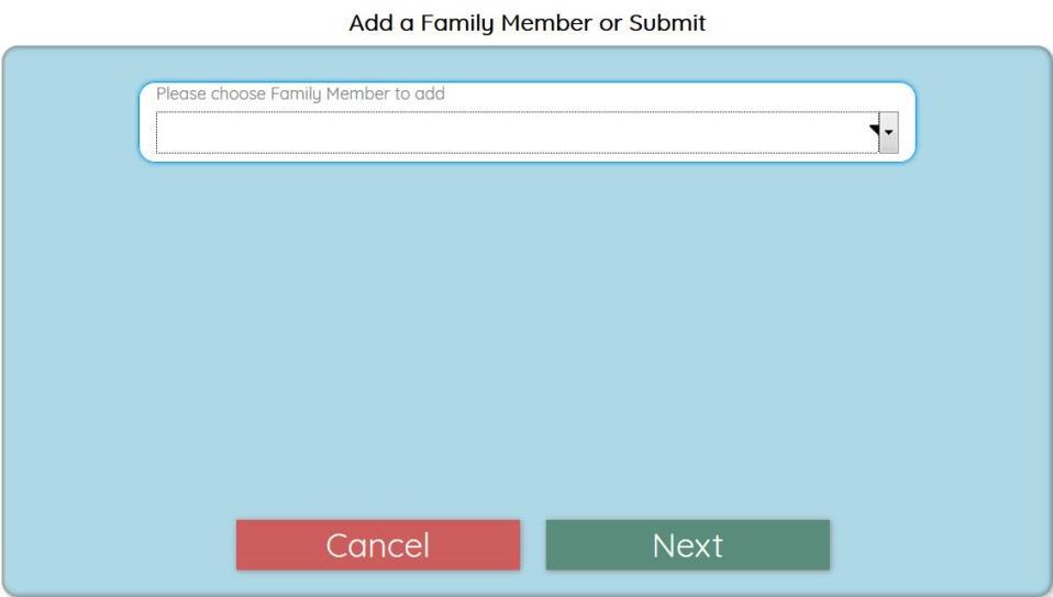 At the Add a Family Member screen, click on the down arrow and choose Caregiver