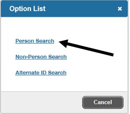 Searching using %: Select the search Icon Use this process for searches