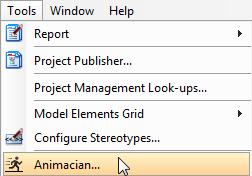 2. Select Tools> Animacian from the main menu or press the Animacian button on the toolbar directly to