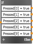 2. In the right side, in Properties you will see a condition. 3. Write: Pressed[0] = true 4.