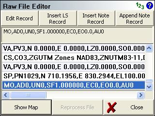 FieldGenius 2008 v3.2.0 Main Menu Data Manager Raw File Viewer Use this button to open the raw file editor toolbar.