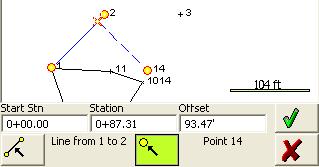 Calculations Menu Entering a Station and Offset Once you ve defined a baseline, you can manually enter a station and offset and FieldGenius will compute a point for you.
