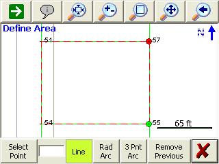 FieldGenius 2008 v3.2.0 Define Area Toolbar (Line) Select Line The define area toolbar is used to help you define an area.