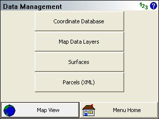 Data Manager Menu Data Manager Menu This menu allows you to organize, manipulate and view the different data types that may be associated with your FieldGenius projects.
