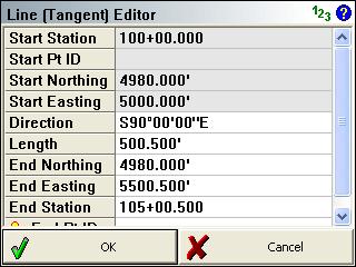FieldGenius 2008 v3.2.0 Tip: When you re prompted for a distance or direction, you can always use the distance and direction recall features just like you would for COGO calculations.