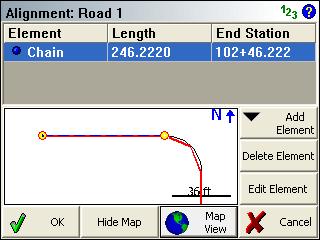 Chain Element When you return to the road editor you will see that a chain element has been created.