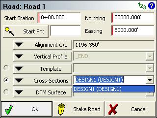 Road Reference Stake Cross Section from LandXML To stake cross sections from a LandXML file you first need to import it using the LandXML importer found in Data Manager Map Data Layers.