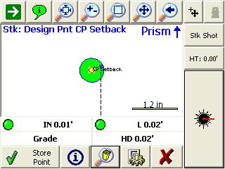 FieldGenius 2008 v3.2.0 Now on your map screen you will see the word Design Pnt CP Setback which indicates you re currently staking a slope stake setback.