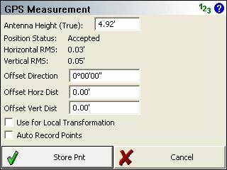 GPS Reference GPS Measurement When you have connected to your rover and you press the measure button on the GPS Toolbar you will see the GPS Measurement Screen The measurement process works like