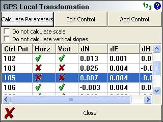 FieldGenius 2008 v3.2.0 Since this network is over constrained, it is possible to reserve a couple of point pairs as check values in testing the parameters of the horizontal transformation.