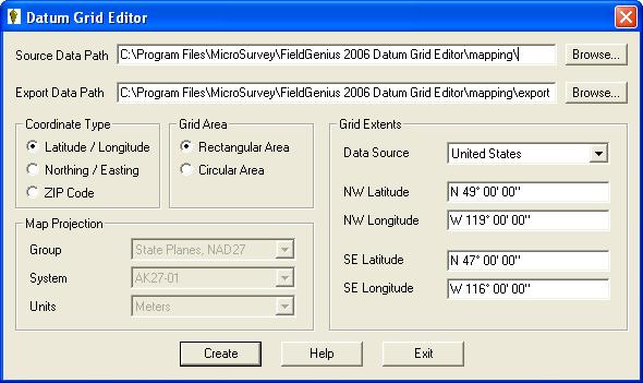 FieldGenius 2008 v3.2.0 Data Paths Installation of the Datum Grid Editor utility will include recent grid data for both the United States and Canada.