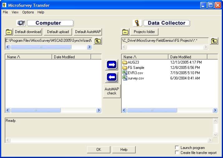 FieldGenius 2008 v3.2.0 MicroSurvey Transfer Program MicroSurvey provides a free transfer tool to help you copy project to and from your data collector.