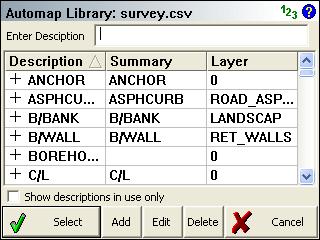 For example, typing the letters AS will scroll down to the ASPHCURB description shown in the image above.