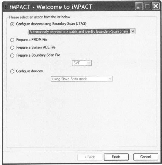 26 OVERVIEW OF FPGA AND EDA SOFTWARE Figure 2.9 impact welcome dialog.