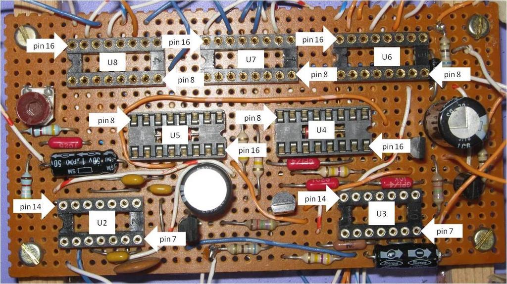 Figure 1. ICs and pin locations for Tests 1A, 1B, 1C and 1D. Test 1B: +5V network continuity This is the same as Test 1A but repeated for the +5V network.