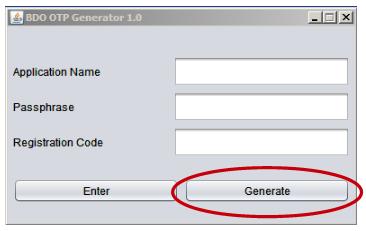 2. Go to your desktop and double-click on the BDO OTP Generator icon. If you do not have a shortcut on your desktop, you may access the OTP Generator directly from its folder.