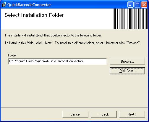 1 Click Next to display the Select Installation Folder wizard screen, as shown next.