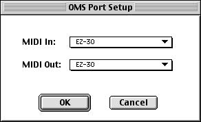 OMS Port Setup (Macintosh) The Song Filer software uses OMS (Open Music System) for MIDI input/output.